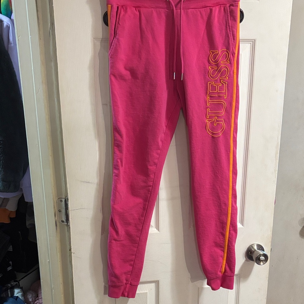 Guess Pink Joggers with Orange Stripe
